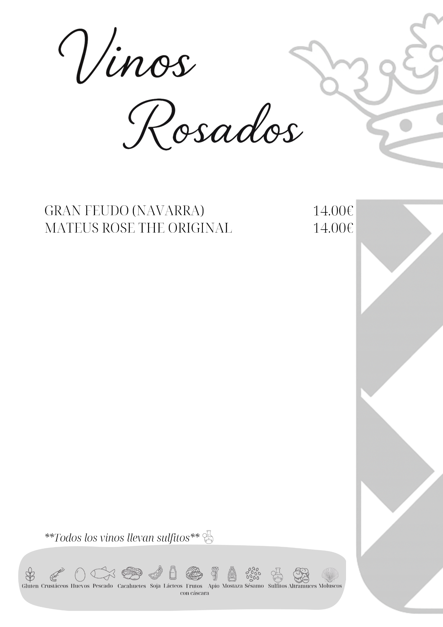 Vinos Rosados - carta